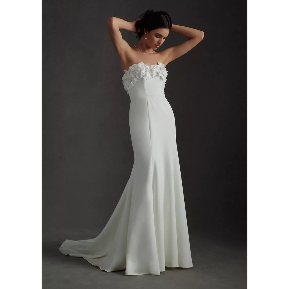 NWT Jenny by Jenny Yoo Willow Strapless Floral Convertible Wedding Gown White 10 - Picture 2 of 10